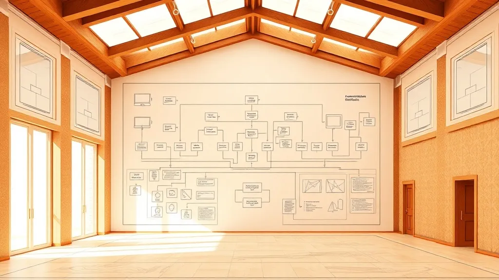 A minimalist architectural blueprint showing clean lines and