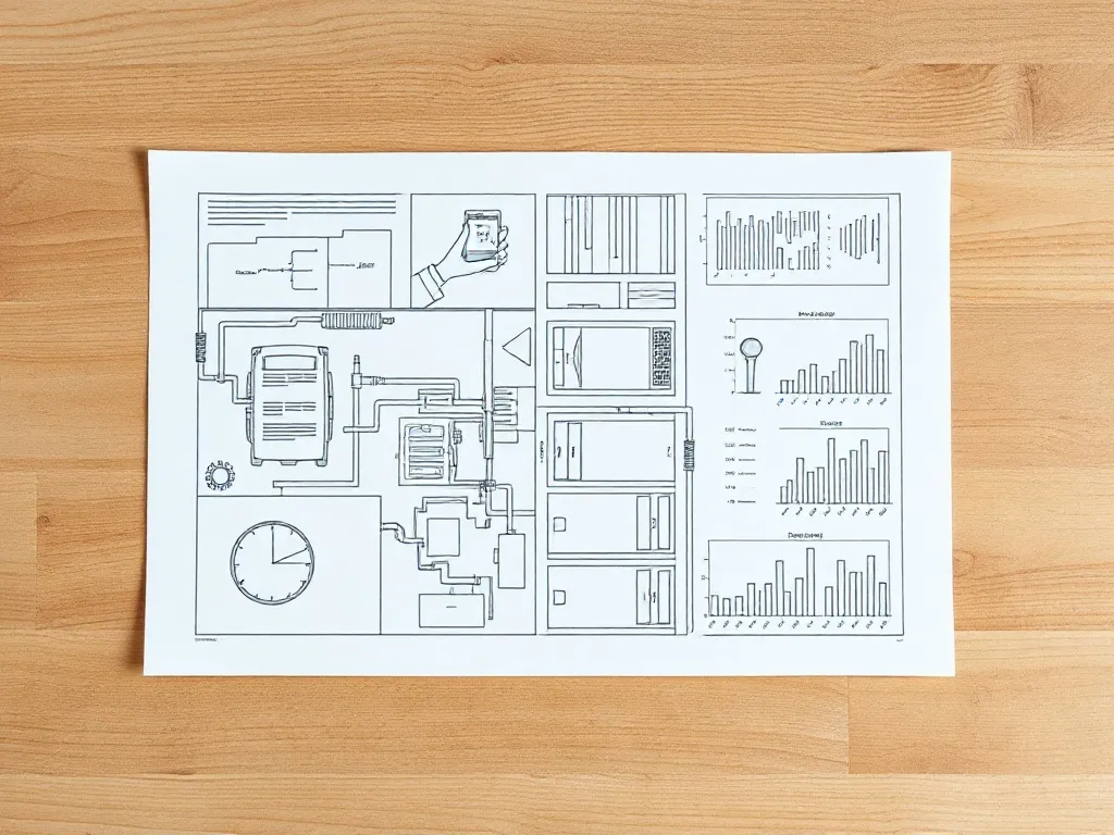 A minimalist architectural blueprint of a business document